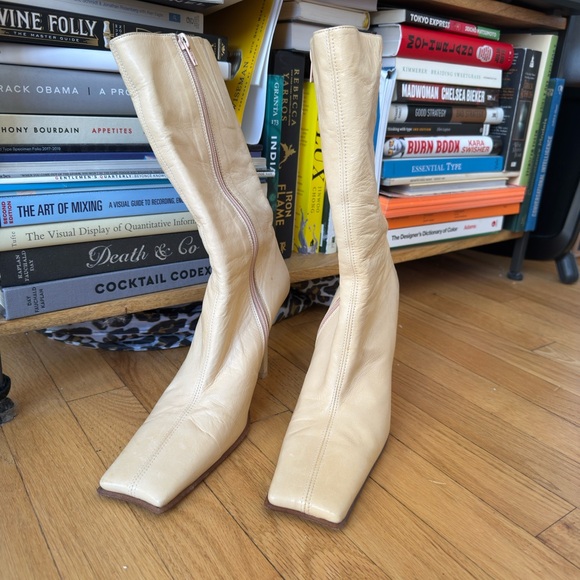 Miista Cream Heeled Boots - Picture 5 of 11